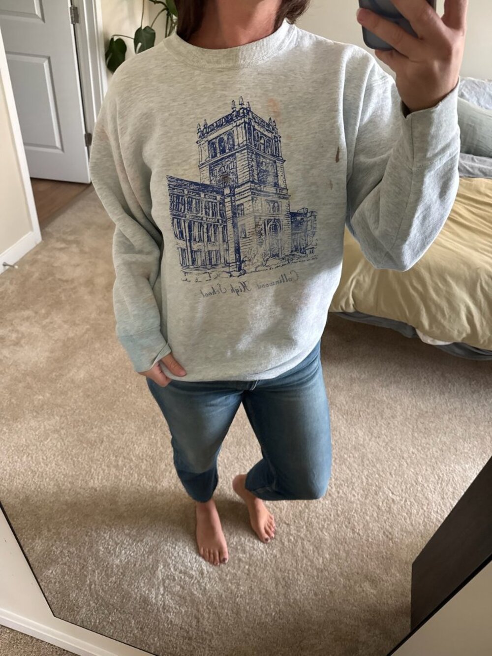 Vintage Collinwood High School Blue Graphic Sweatshirt Size Large